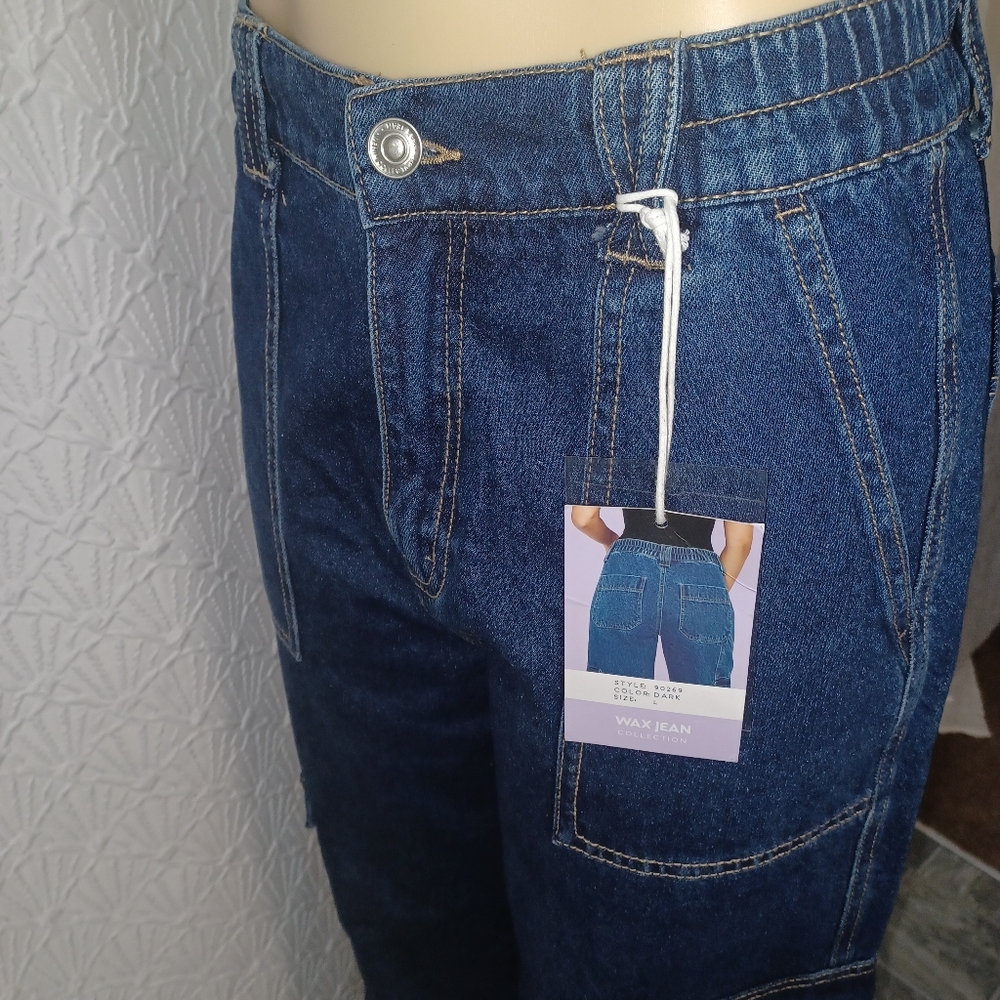 Wax Jean Collection Women New Size L Classic Blue Denim Pants - Picture 10 of 16
